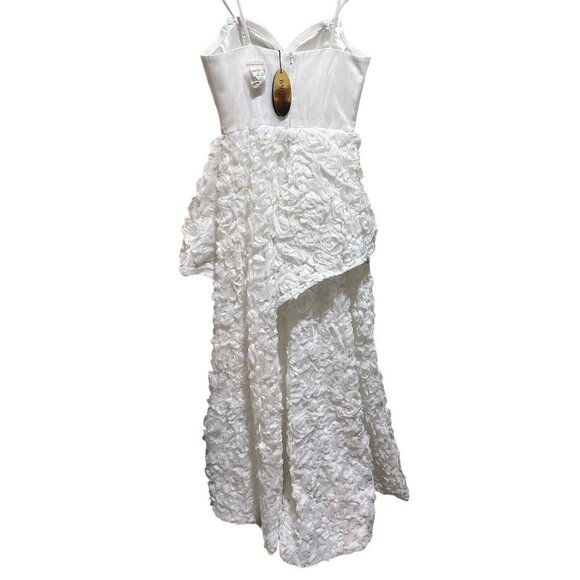 NWT Bariano Georgiana Gown Size 4 White Strapless 3D Flowers Avant Garde Dress - Picture 6 of 11